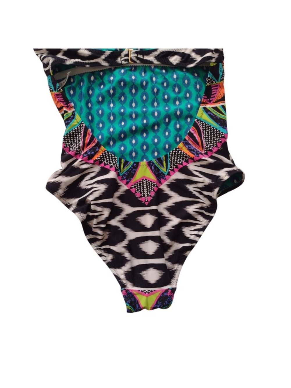 Trina Turk Africana High Neck Swimsuit M Colorful Printed High Leg One Piece - Picture 8 of 11